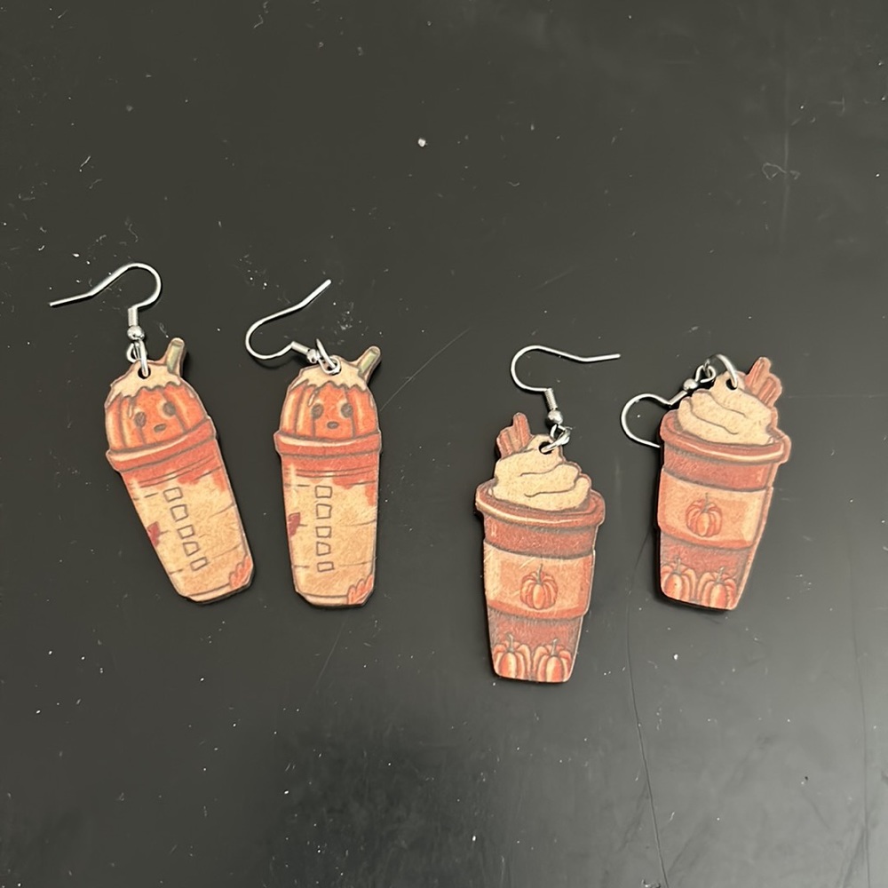 A bundle of two fall autumn pumpkin spice earrings